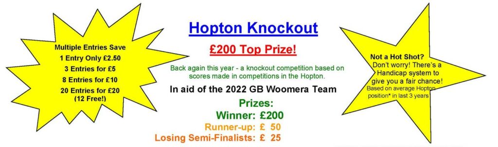 Hopton Knockout advert showing prizes and entries.